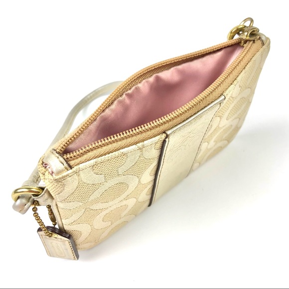 Coach Julia Optic Art Lurex Gold Wristlet - Picture 4 of 8